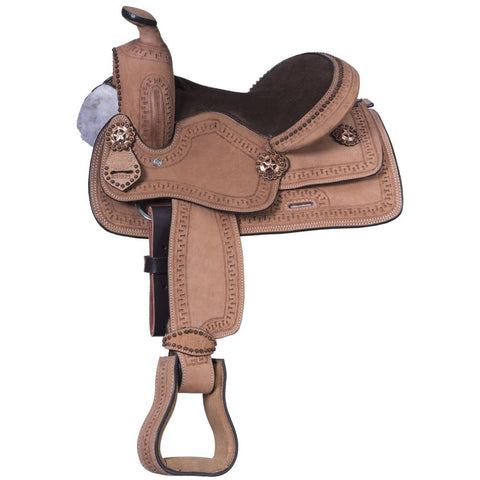 Almost New King Series Youths’ Roughout Saddle with Serpentine Tooling 13"