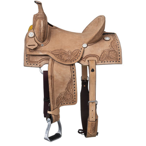Royal King Amarillo Roughout Leather Barrel Saddle