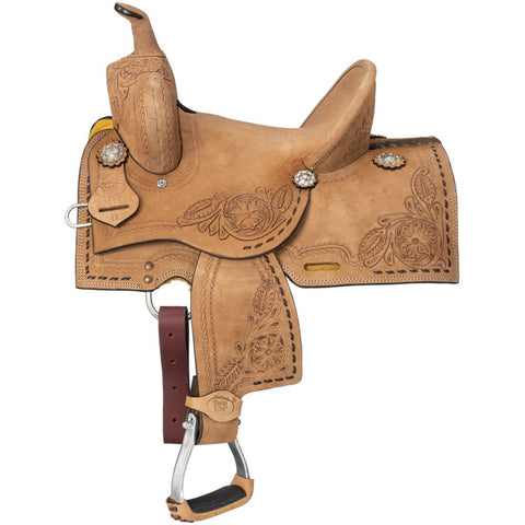 Royal King Youths’ Amarillo Roughout Leather Barrel Saddle 10"