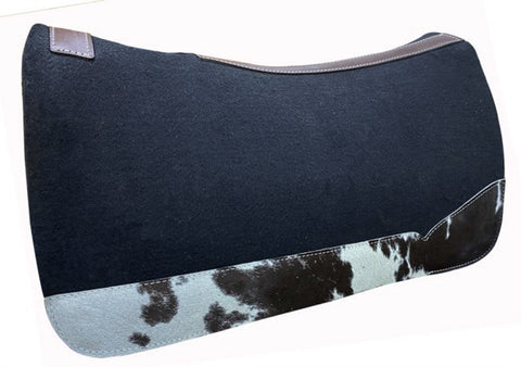 Showman® 31" x 32" Black Felt Western Pad with Hair-On Accent Wear Leathers
