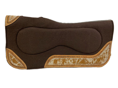 Showman® 32" x 31" Brown Built-Up Felt Saddle Pad with Hair-On Inlay