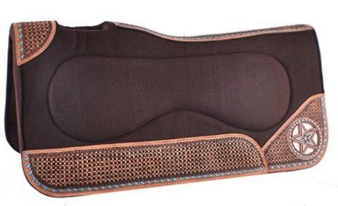 Showman® 31" x 32" Brown Built-Up Felt Saddle Pad with Texas Star Design