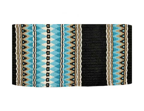 36" x 34" Wool Western Saddle Blanket with Blue Accents