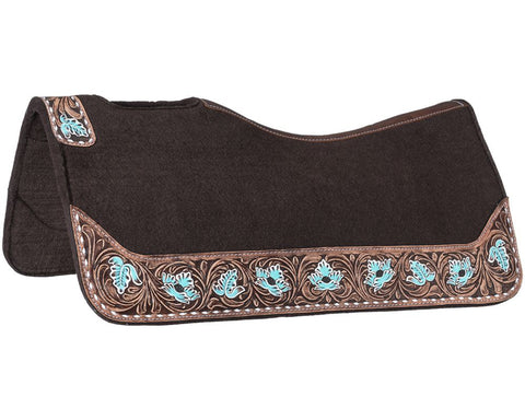 Tough-1® Floral Tooled Contour Felt Saddle Pad