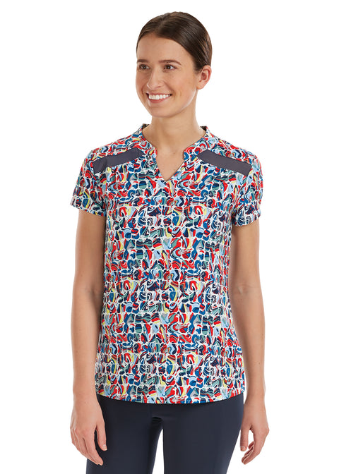 Noble Equestrian™ Ladies’ Erin Mandarin Short Sleeve Print Top