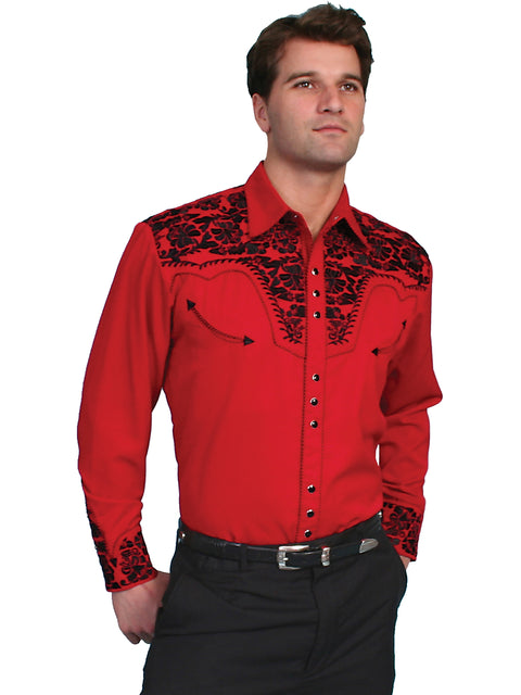 Scully Leather Men’s Floral Tooled Embroidery Shirt