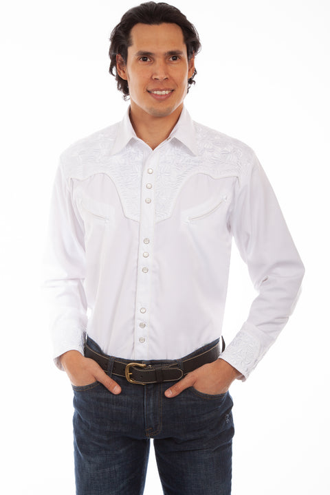 Scully Leather Men’s Floral Tooled Embroidery Shirt