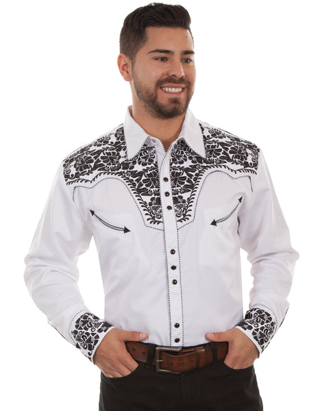 Scully Leather Men’s Floral Tooled Embroidery Shirt