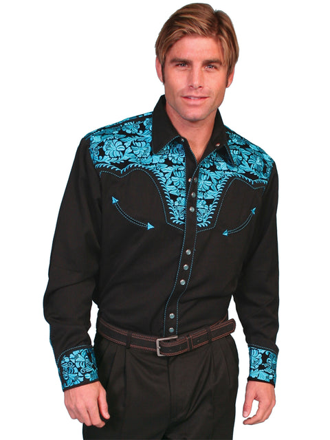 Scully Leather Men’s Floral Tooled Embroidery Shirt