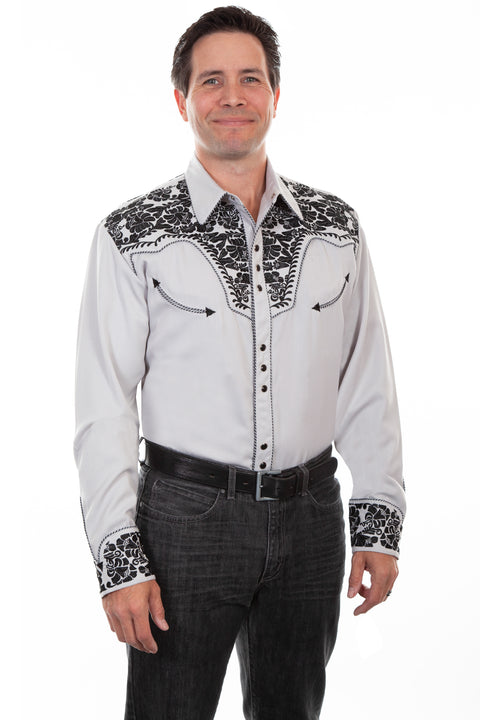 Scully Leather Men’s Floral Tooled Embroidery Shirt