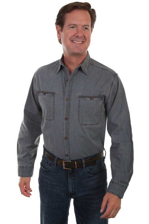 Scully Leather Men’s Vintage Cotton-Slub Shirt