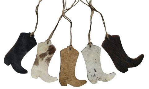 Western Cowhide Leather Christmas Ornament