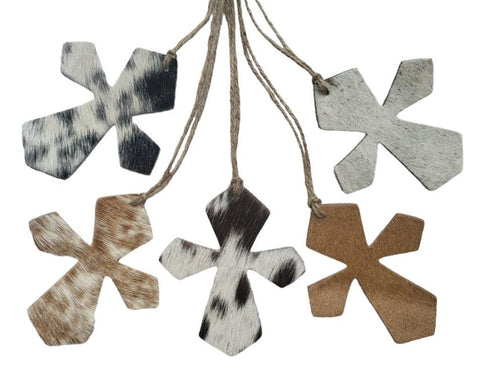 Western Cowhide Leather Christmas Ornament