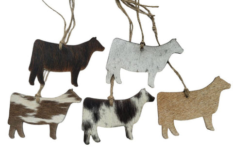 Western Cowhide Leather Christmas Ornament