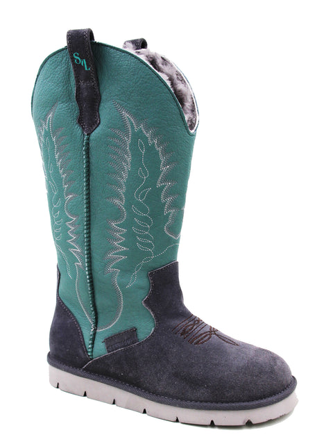 Superlamb Ladies’ Cowgirl Embroidered Shaft All Leather Boots