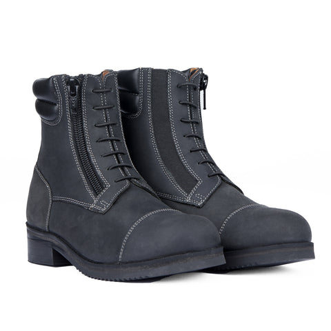 Horze Kids’ Blake Leather Front-Zip Paddock Boots