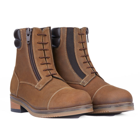 Horze Kids’ Blake Leather Front-Zip Paddock Boots