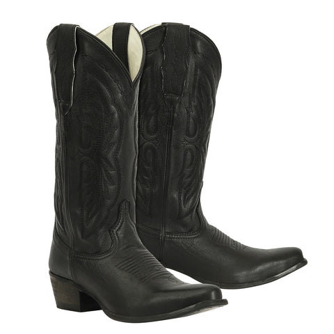 TuffRider® Ladies’ Cowtown Mid-Height Embroidered Leather Snip Toe Western Boots