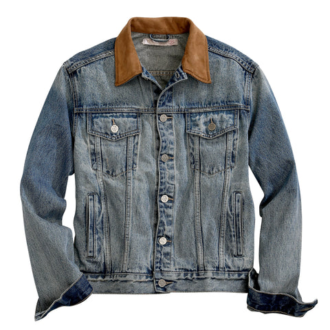 Tin Haul Men’s Unlined Jean Jacket with Suede Collar