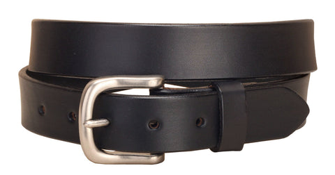 Tory Leather 1 1/4" Plain Strap Belt with Square Nickel Buckle