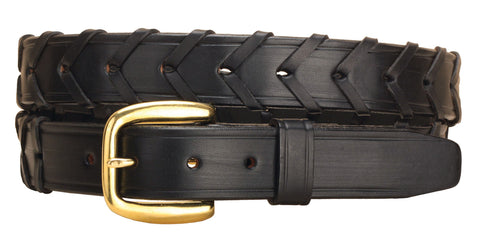 Tory Leather 1 1/4" Laced Belt with Brass Buckle