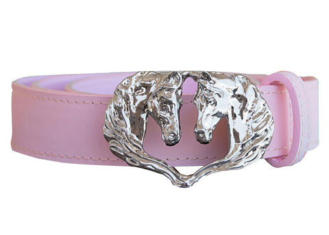 WOW Ladies’ Belt with Double Horsehead Buckle, Pink