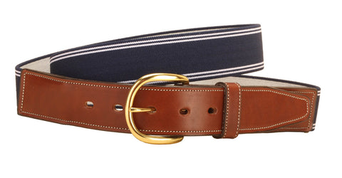 Tory Leather Striped Elastic and Leather Belt