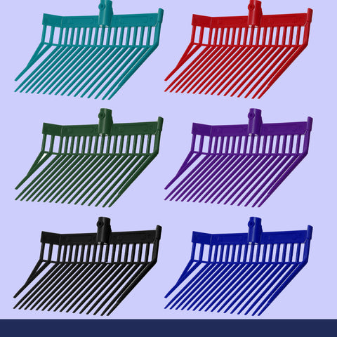 Set of colorful stall fork heads on a blue background